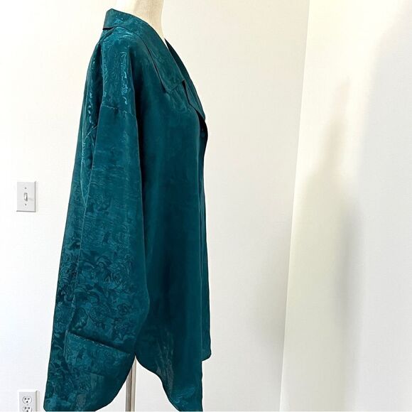 Vintage Victoria’s Secret Gold Label Dark Teal Jacquard Sleep Shirt Gown M/L - Picture 5 of 13